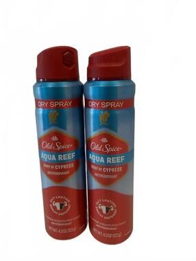 Old Spice Aqua Reef Dry Spray Antiperspirant, Scent of Cypress, 4.3 oz (2 Pack)